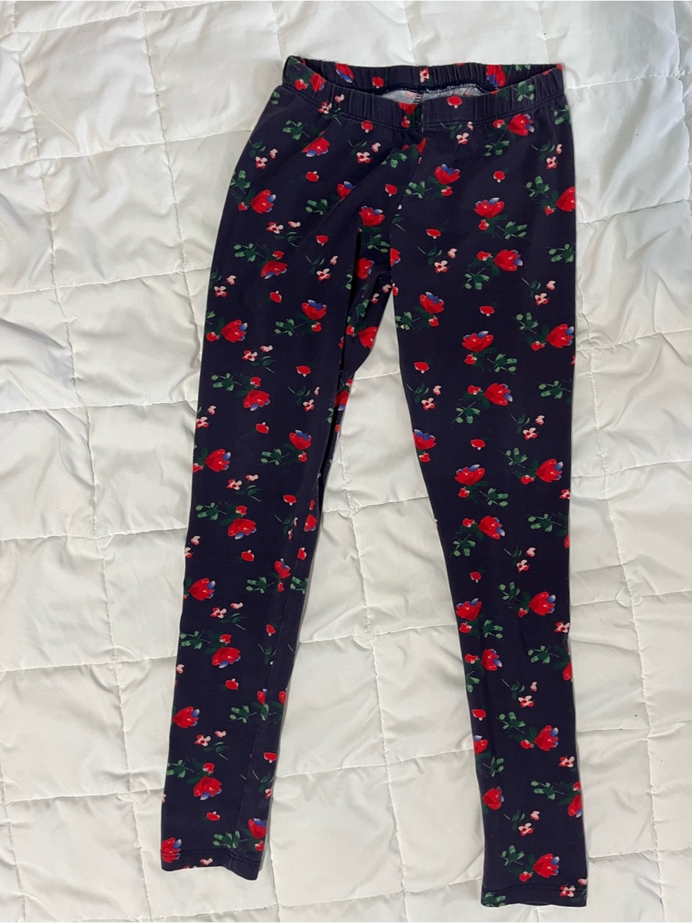 Janie and Jack Navy Leggings with Red Floral Print size 12